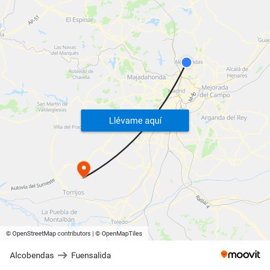 Alcobendas to Fuensalida map