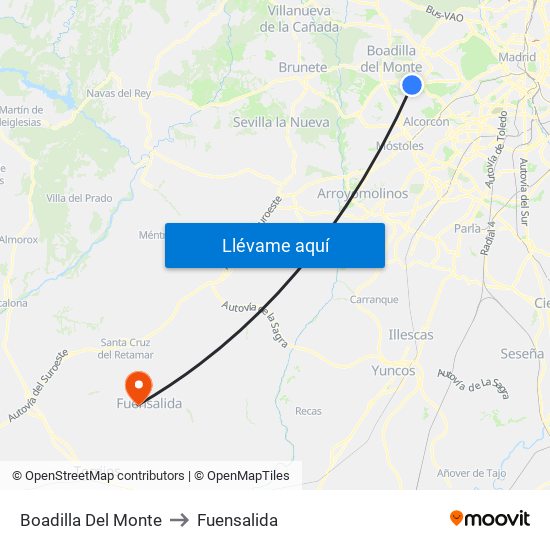 Boadilla Del Monte to Fuensalida map
