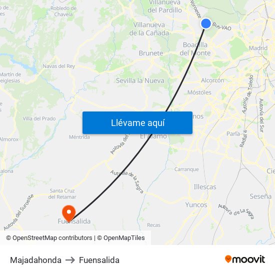 Majadahonda to Fuensalida map