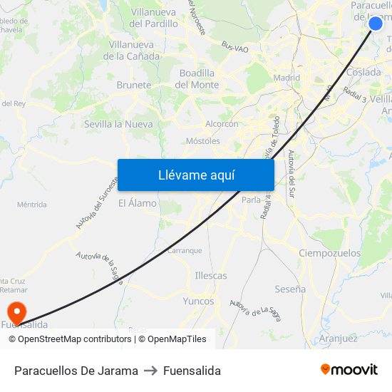 Paracuellos De Jarama to Fuensalida map