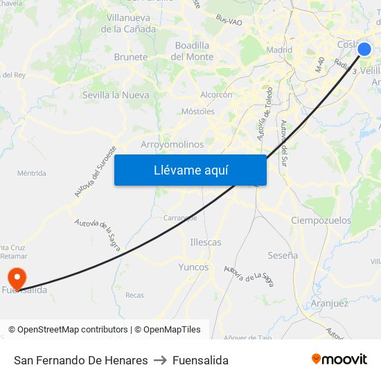 San Fernando De Henares to Fuensalida map