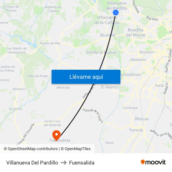 Villanueva Del Pardillo to Fuensalida map