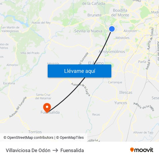 Villaviciosa De Odón to Fuensalida map