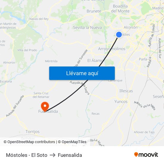 Móstoles - El Soto to Fuensalida map