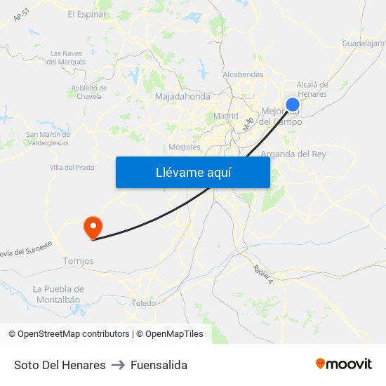 Soto Del Henares to Fuensalida map