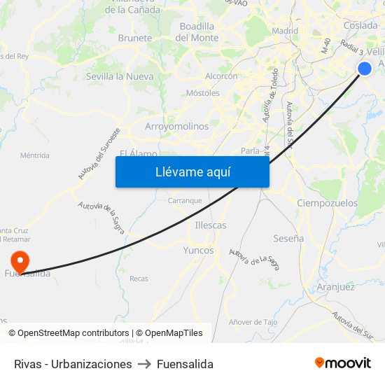 Rivas - Urbanizaciones to Fuensalida map