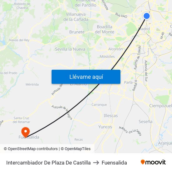 Intercambiador De Plaza De Castilla to Fuensalida map