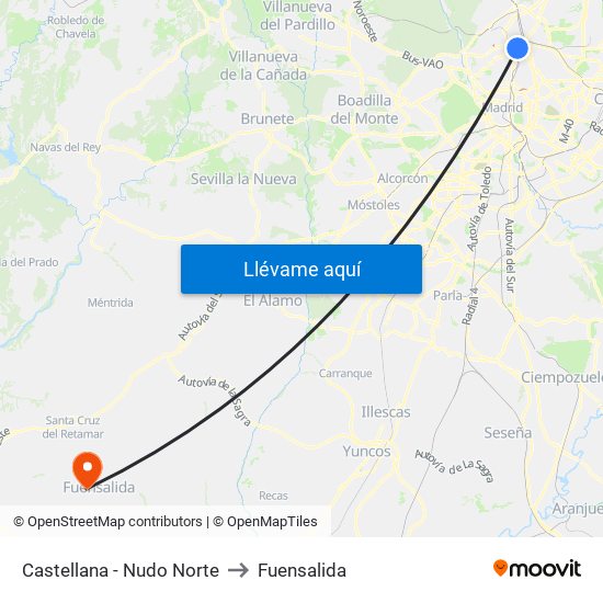 Castellana - Nudo Norte to Fuensalida map