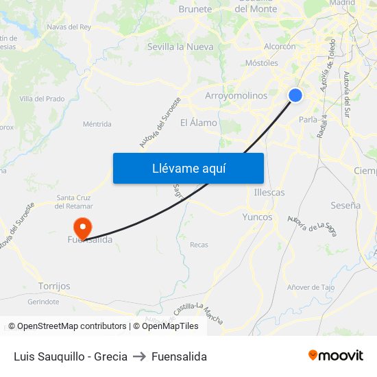 Luis Sauquillo - Grecia to Fuensalida map