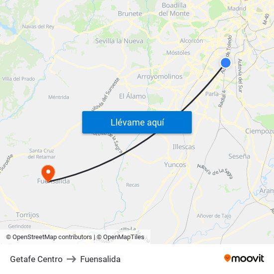 Getafe Centro to Fuensalida map
