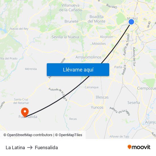 La Latina to Fuensalida map