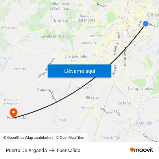 Puerta De Arganda to Fuensalida map