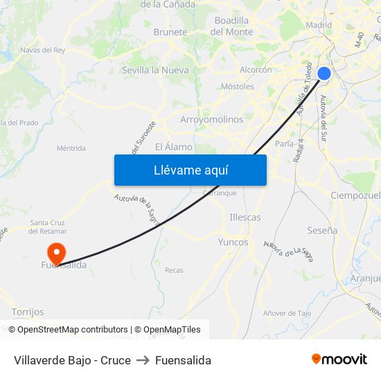 Villaverde Bajo - Cruce to Fuensalida map