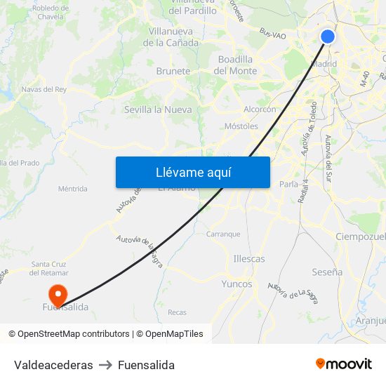 Valdeacederas to Fuensalida map