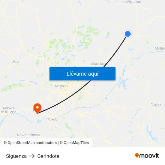 Sigüenza to Gerindote map