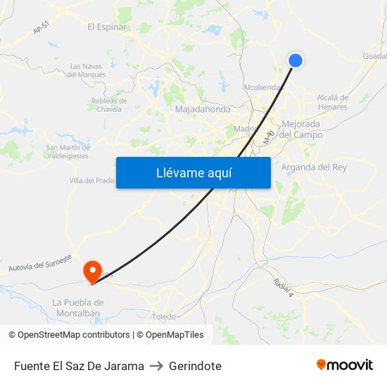 Fuente El Saz De Jarama to Gerindote map