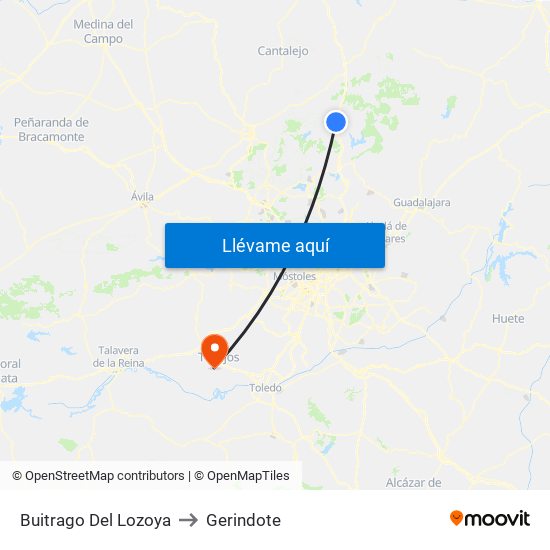 Buitrago Del Lozoya to Gerindote map