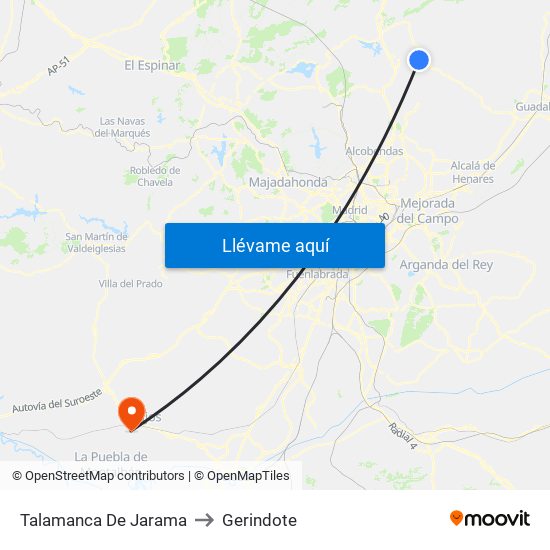 Talamanca De Jarama to Gerindote map
