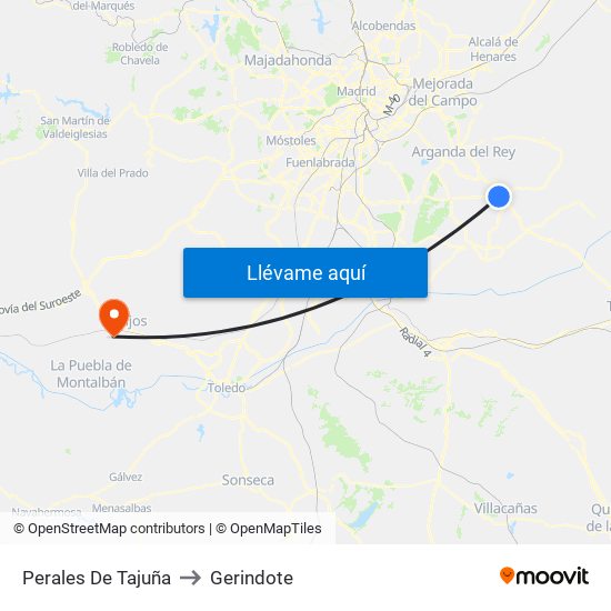 Perales De Tajuña to Gerindote map