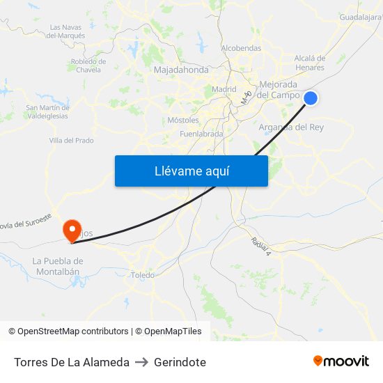 Torres De La Alameda to Gerindote map