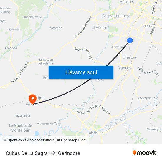Cubas De La Sagra to Gerindote map