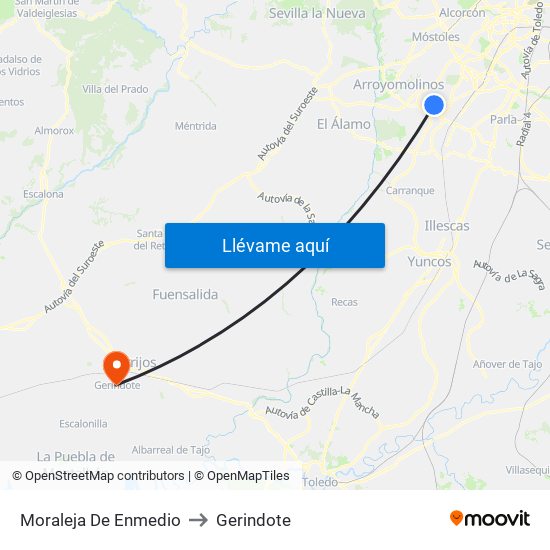 Moraleja De Enmedio to Gerindote map