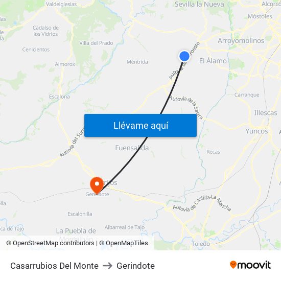 Casarrubios Del Monte to Gerindote map