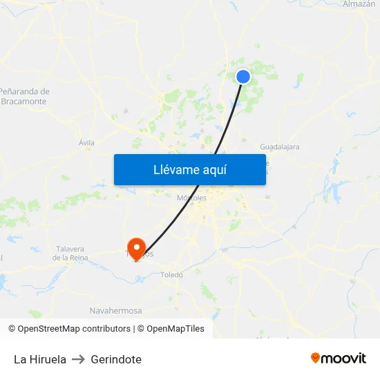 La Hiruela to Gerindote map