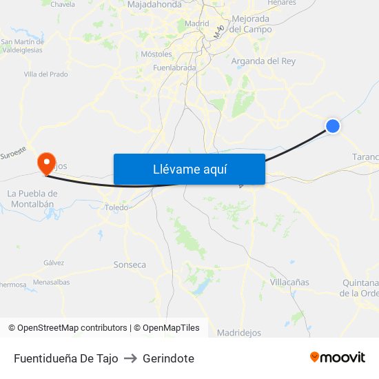 Fuentidueña De Tajo to Gerindote map