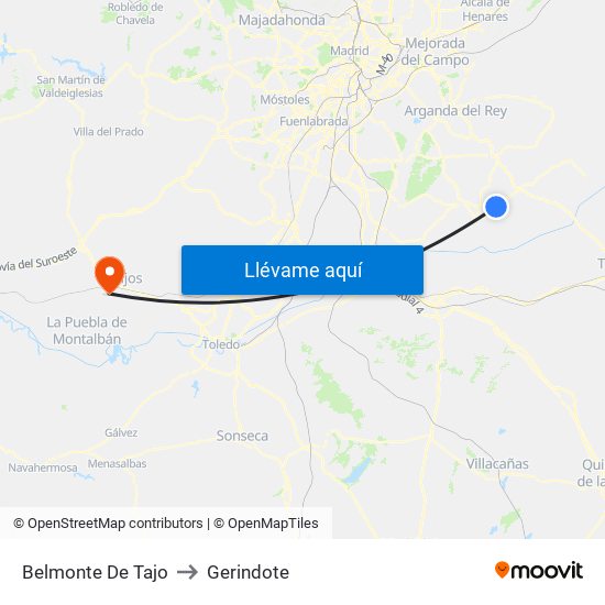 Belmonte De Tajo to Gerindote map