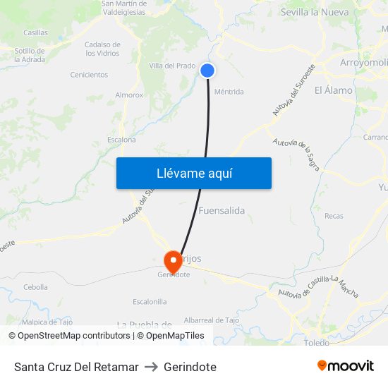 Santa Cruz Del Retamar to Gerindote map