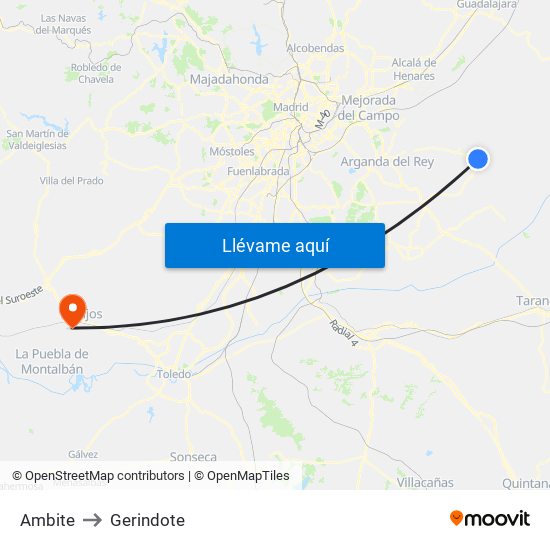 Ambite to Gerindote map