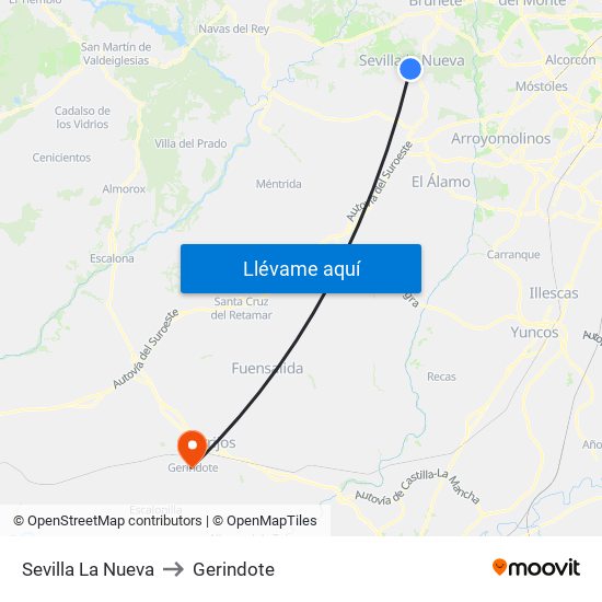 Sevilla La Nueva to Gerindote map