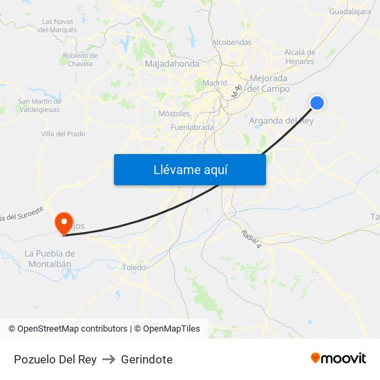 Pozuelo Del Rey to Gerindote map