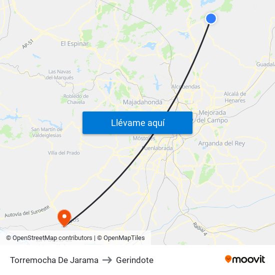 Torremocha De Jarama to Gerindote map