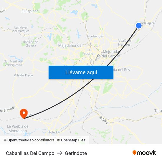 Cabanillas Del Campo to Gerindote map