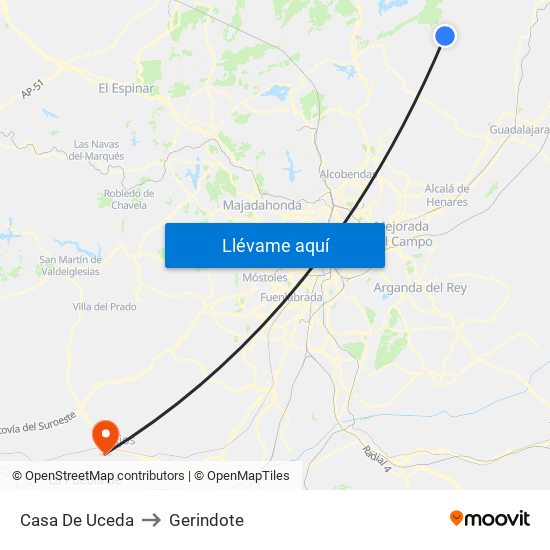 Casa De Uceda to Gerindote map