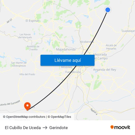 El Cubillo De Uceda to Gerindote map