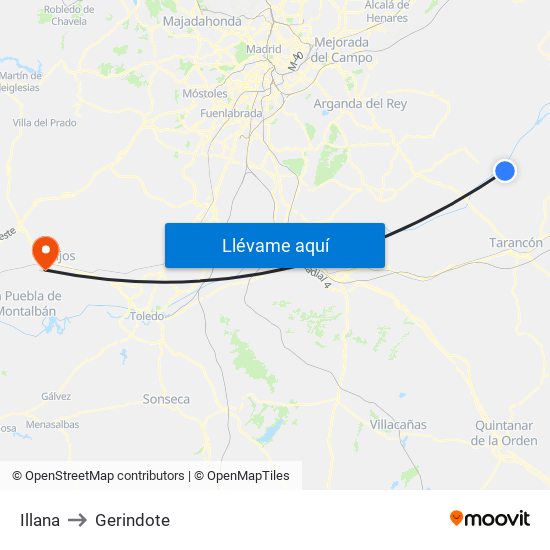 Illana to Gerindote map