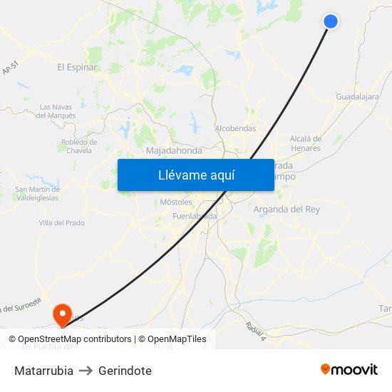 Matarrubia to Gerindote map