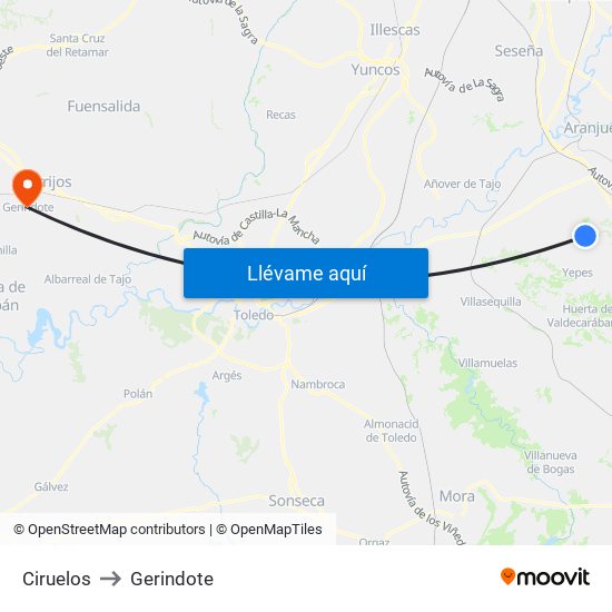 Ciruelos to Gerindote map