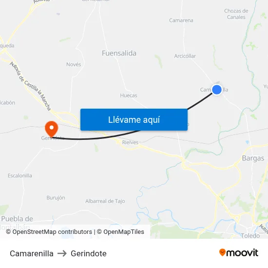 Camarenilla to Gerindote map