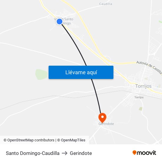 Santo Domingo-Caudilla to Gerindote map