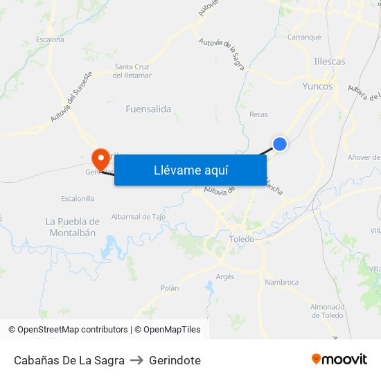 Cabañas De La Sagra to Gerindote map