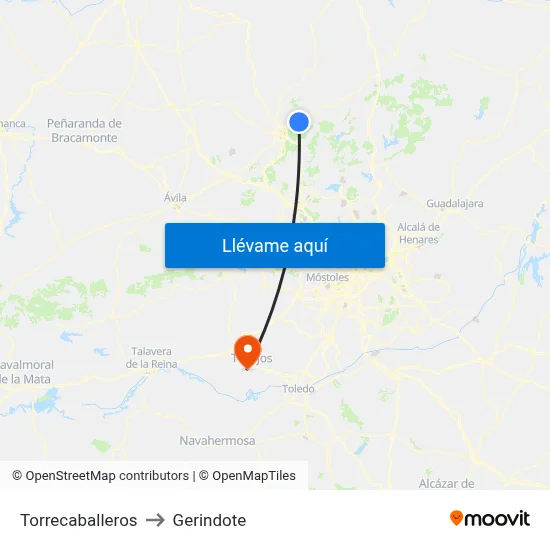 Torrecaballeros to Gerindote map