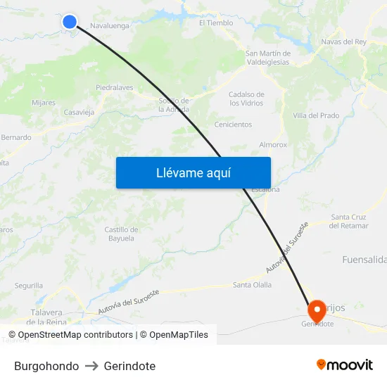 Burgohondo to Gerindote map
