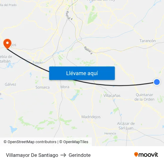 Villamayor De Santiago to Gerindote map