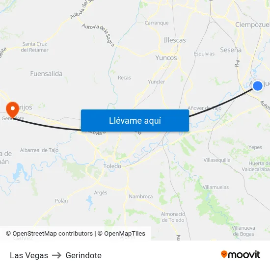 Las Vegas to Gerindote map
