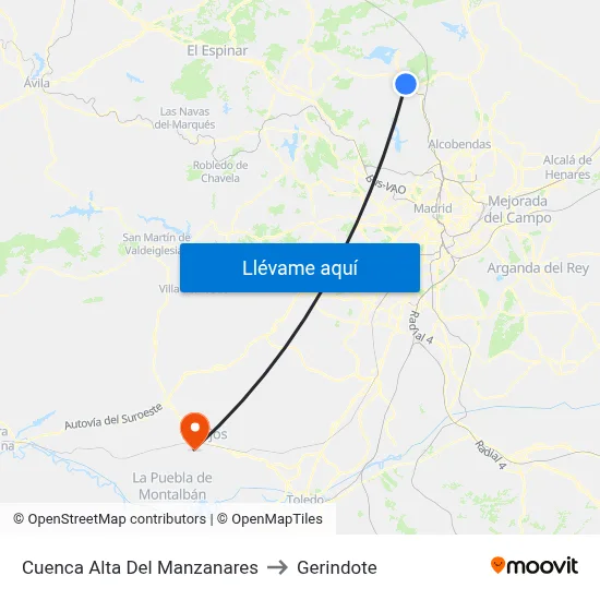 Cuenca Alta Del Manzanares to Gerindote map