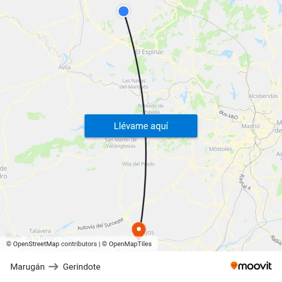 Marugán to Gerindote map